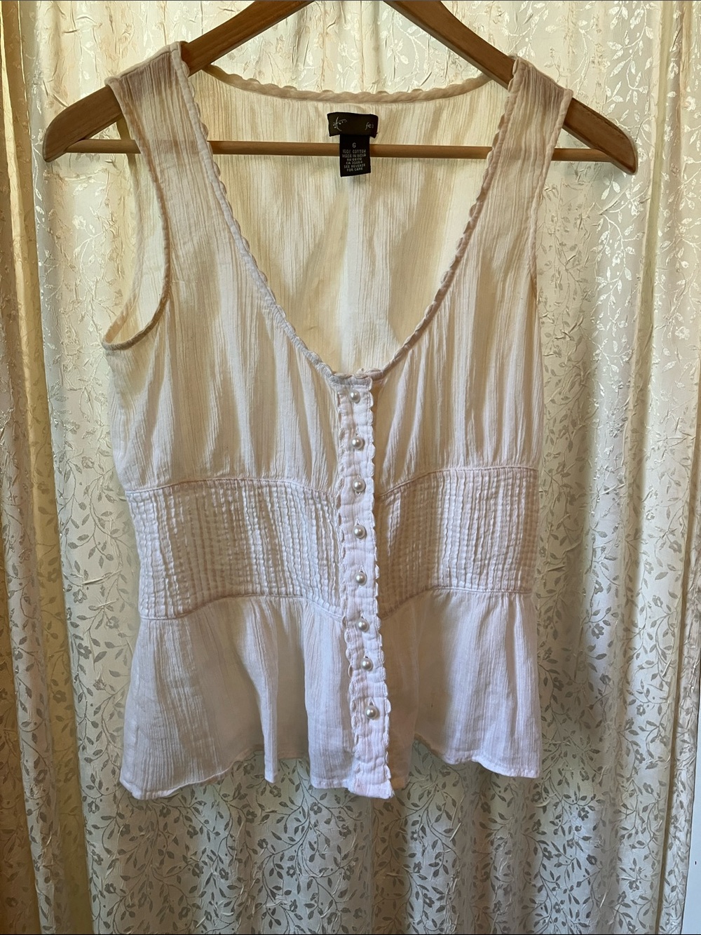 🌺 4 for $20.00 Fei for Anthropologie white peplum top size 6